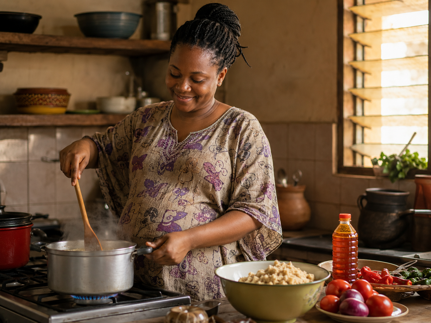 Sade cooking Nigerian food during pregnancy