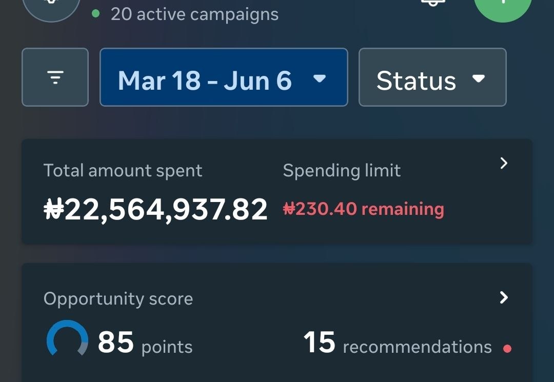 ₦22M+ ad spend dashboard — ₦140M+ in orders